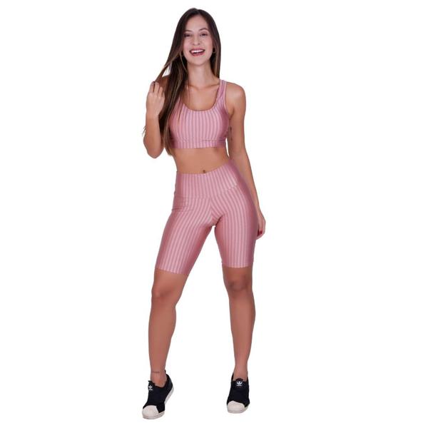 Imagem de Kit 3 Conjunto Top com Bojo e Bermuda Fitness 3D BRUNA