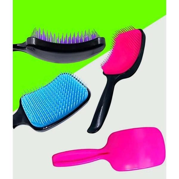 Imagem de Kit 3 conjuntos Escovas raquete para cabelo almofada resistente novidade