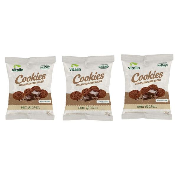 KIT 3 Cookies Amaranto com Cacau Vitalin 90g Imagem de KIT 3 Cookies Amaranto com Cacau Vitalin 90g