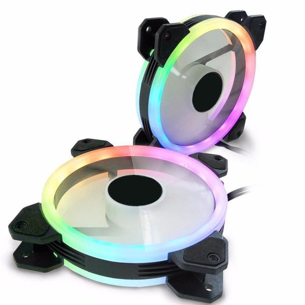 Imagem de Kit 3 cooler rgb fan 120mm (12cm) dupla face para gabinete