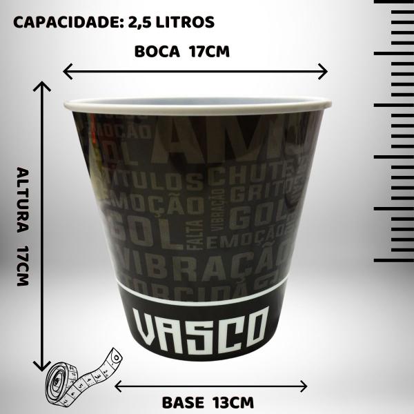 Imagem de Kit 3 Copos + 3 Baldes Pipoca Plástico Preto C/ Tampa Canudo 500ml Infantil Criança Time Vasco