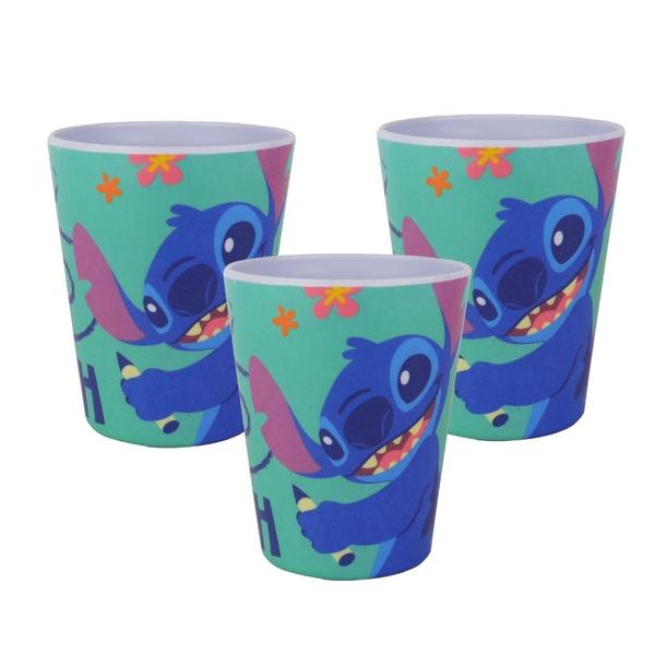 Imagem de Kit 3 Copos Infantil Melamina Stitch Disney 300ml - Tuut