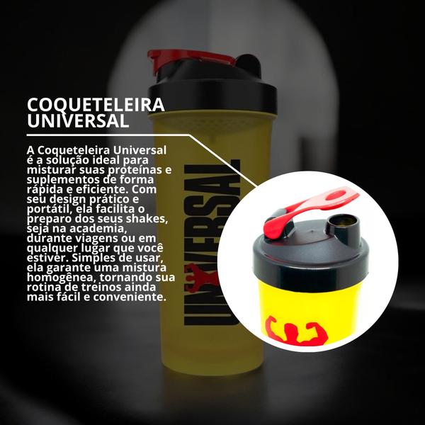 Imagem de Kit 3 Coqueteleira Shakeira Universal Amarela 600ml Academia Treino Musculação Shake Exclusiva