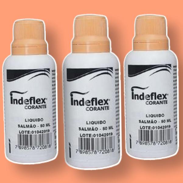 Imagem de Kit 3 corante liquido 50ml salmao indeflex