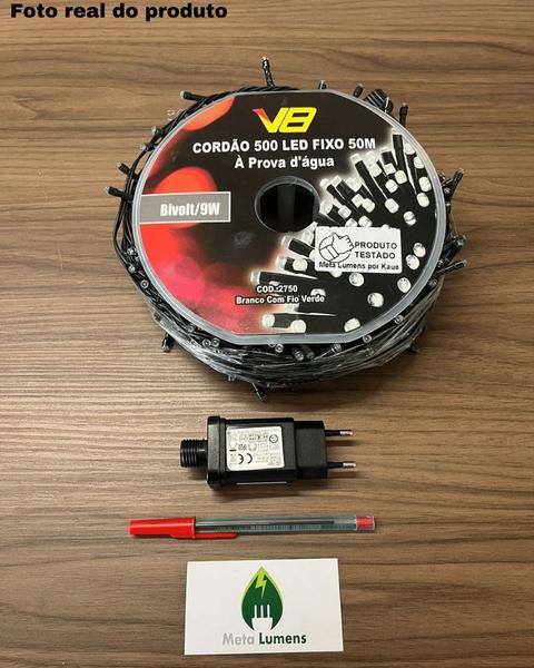 Imagem de Kit 3 Cordão 500 Leds Fixo Prova D'água 50m Branco Frio Bivolt 31v