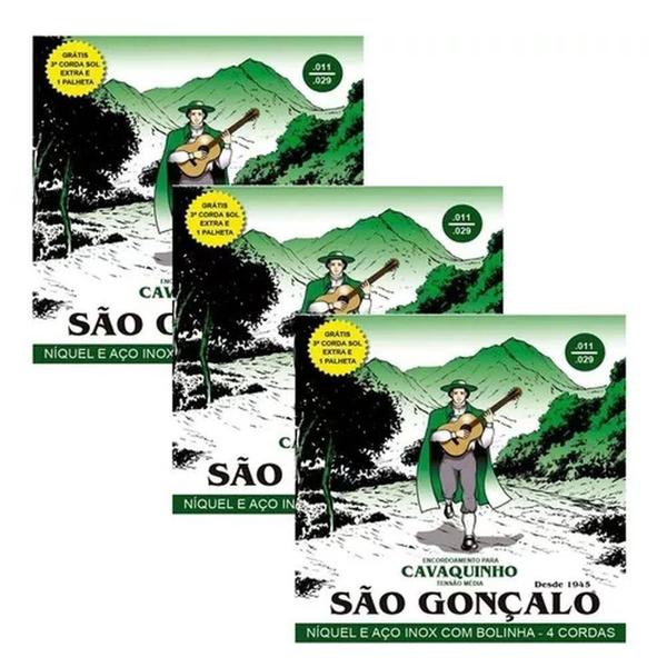 Imagem de Kit 3 Cordas De Cavaco Encordoamento Cavaquinho Sao Gonçalo