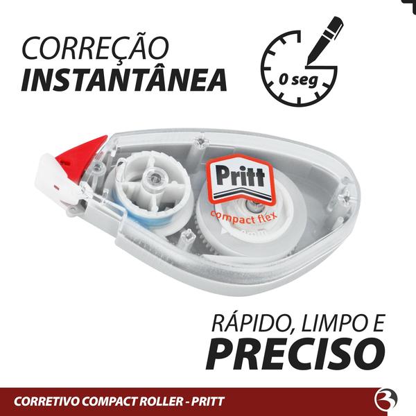 Imagem de KIT 3 Corretivo Escolar Branquinho em Fita 4,2Mm x 10M Pritt Material Escolar Secagem Rápida