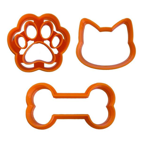 Imagem de Kit 3 Cortadores Modeladores Cachorro Gato Biscoito 5,5Cm