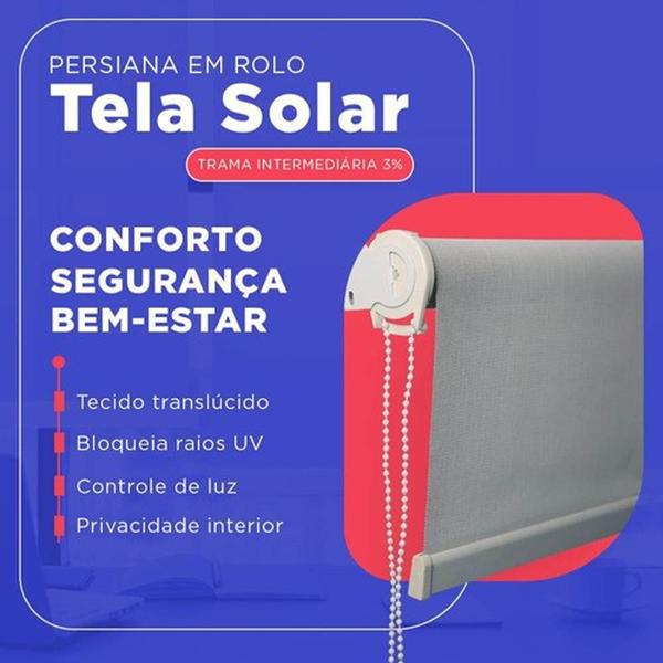 Imagem de Kit 3 Cortina Persiana Rolo Solar 3% Tela Solar 160cm X 160cm Cinza