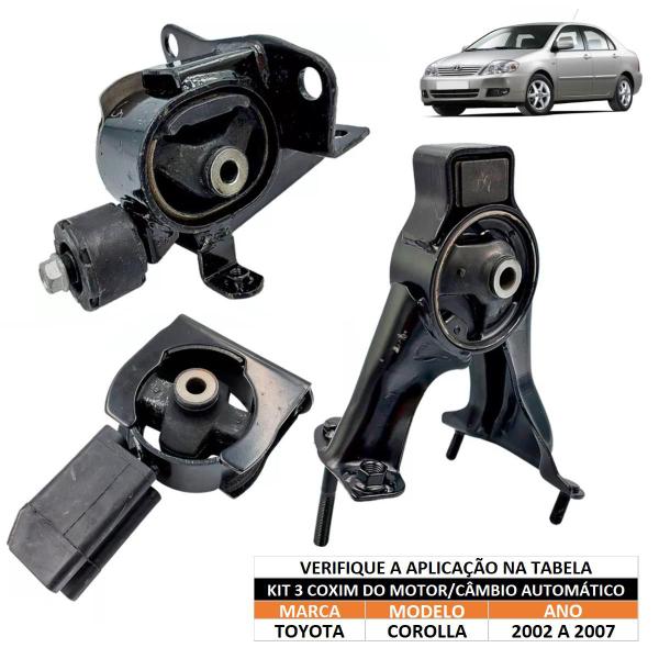 Imagem de Kit 3 Coxim Motor Corolla Automático 2002 2003 2004 2005 07