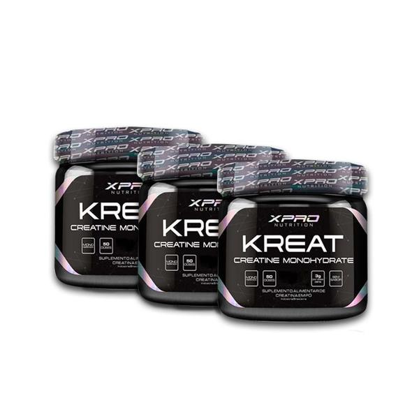 Kit 3 Creatinas Kreat Monohidratada 300g Xpro Nutrition - KREAT CREATINE MONOHYDRATE 300GR Imagem de Kit 3 Creatinas Kreat Monohidratada 300g Xpro Nutrition