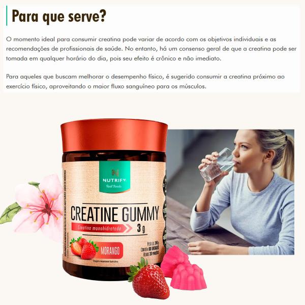 Imagem de Kit 3 Creatine Gummy Nutrify Sabor Morango 60 Gomas