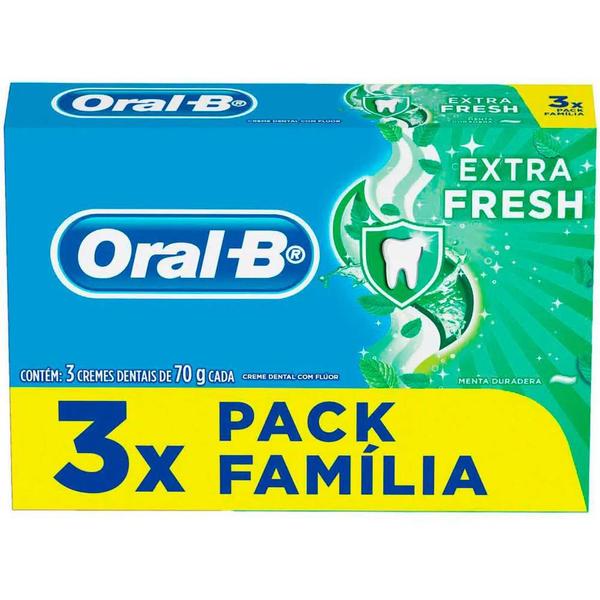 Imagem de Kit 3 Creme Dental Oral-B Extra Fresh Menta 70g Cada