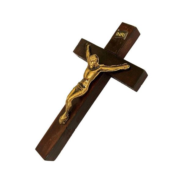 Imagem de Kit 3 Cruz Crucifixo Parede Madeira 15,5cm Atacado Revenda