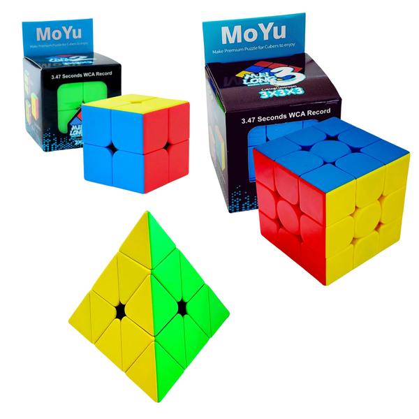 Imagem de Kit 3 Cubo Mágico 2x2x2+3x3x3+pirâmide Profissional Moyu