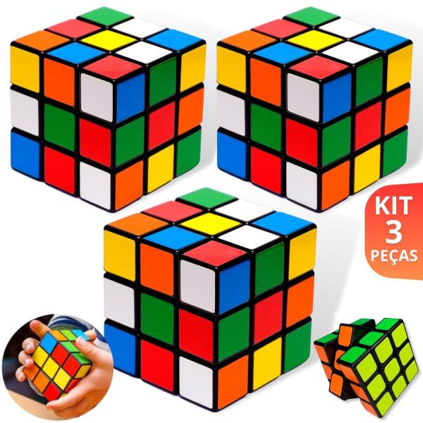 Imagem de Kit 3 Cubo Mágico Clássico Original Colorido Prenda Atacado