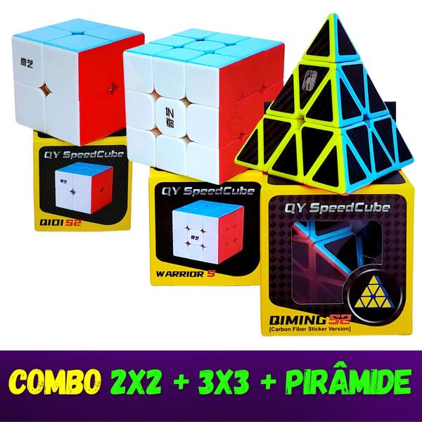 Kit 3 Cubos Mágicos 2x2 + 3x3 + pirâmide Profissional QIYI TOYS - qytoys Imagem de Kit 3 Cubos Mágicos 2x2 + 3x3 + pirâmide Profissional QIYI TOYS