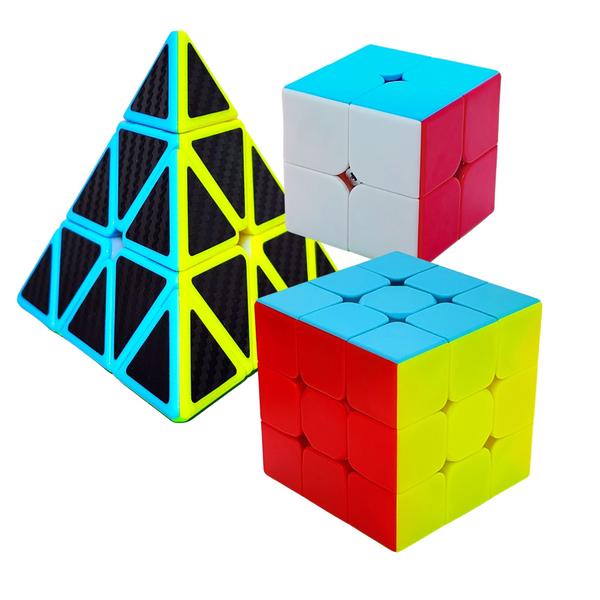 Kit 3 Cubos Mágicos 2x2 + 3x3 + pirâmide Profissional QIYI TOYS - qytoys Imagem de Kit 3 Cubos Mágicos 2x2 + 3x3 + pirâmide Profissional QIYI TOYS