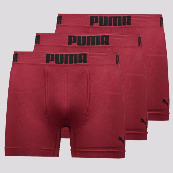 Imagem de Kit 3 Cuecas Boxer Puma Sem Costura Bordô