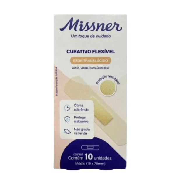 Kit 3 Curativo Flexível Bege 1,9cm X 7,5cm 10Un - Missner Imagem de Kit 3 Curativo Flexível Bege 1,9cm X 7,5cm 10Un - Missner
