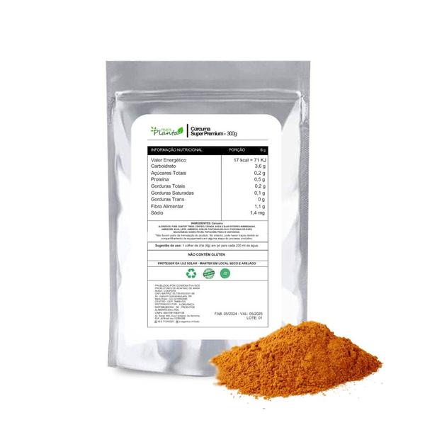 Kit 3 Cúrcuma em Pó Super Premium 300g Alto teor de curcumina - Mais Planta Imagem de Kit 3 Cúrcuma em Pó Super Premium 300g Alto teor de curcumina