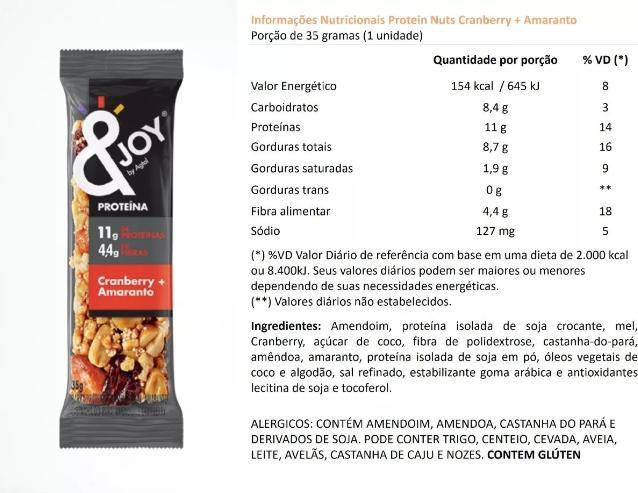 Imagem de Kit 3 Cxs Barra de Proteína e Nuts &Joy SABORES 36 Un. x 35g