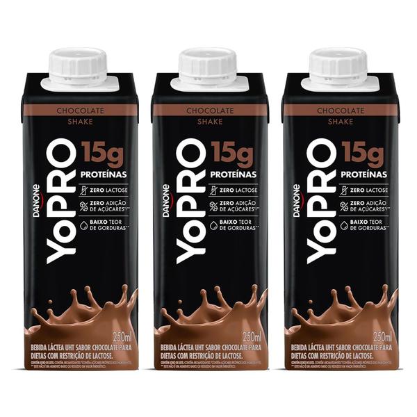 Imagem de Kit 3 Danone Yopro Bebida Láctea Protein Chocolate 250ml