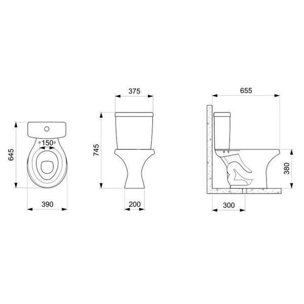 Imagem de Kit 3 de Bacia com Caixa Acoplada 3/6l Zip Branco