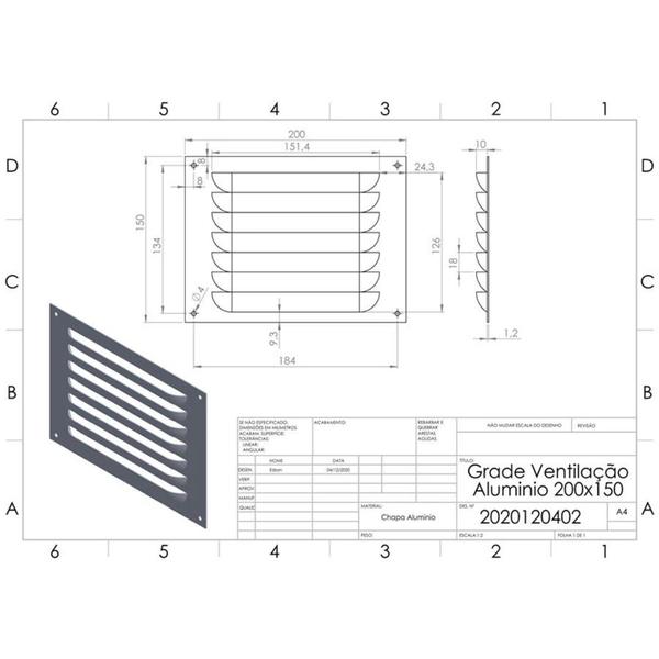 Imagem de Kit 3 De Grades De Ventilação De Alumínio 20x15cm ITC