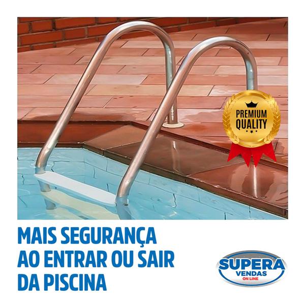 Imagem de Kit 3 Degraus Abs Escadas Inox Tubular Corrimão Piscinas