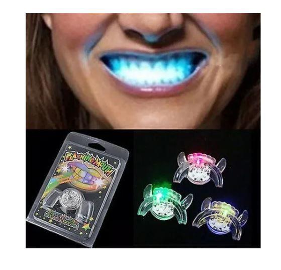 Imagem de Kit 3 Dentaduras com led boca piscando fantasia festa rave