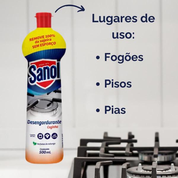 Kit 3 Desengurdurante Limpador Squeeze Original Sanol 500ml Imagem de Kit 3 Desengurdurante Limpador Squeeze Original Sanol 500ml