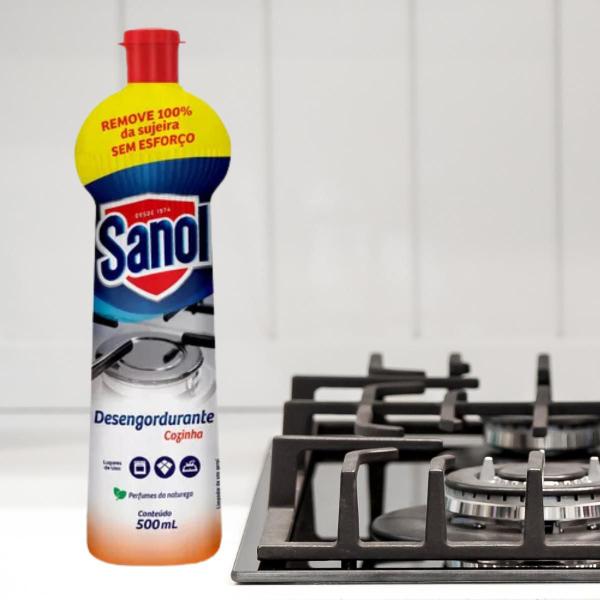 Kit 3 Desengurdurante Limpador Squeeze Original Sanol 500ml Imagem de Kit 3 Desengurdurante Limpador Squeeze Original Sanol 500ml
