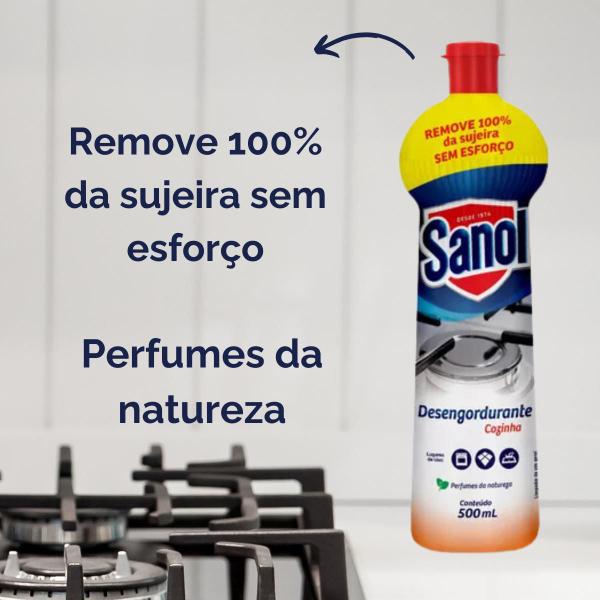 Kit 3 Desengurdurante Limpador Squeeze Original Sanol 500ml Imagem de Kit 3 Desengurdurante Limpador Squeeze Original Sanol 500ml
