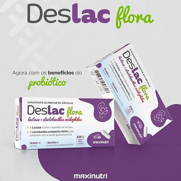 Imagem de Kit 3 Deslac Flora Lactase + Lactobacillus 30 Cáps Maxinutri