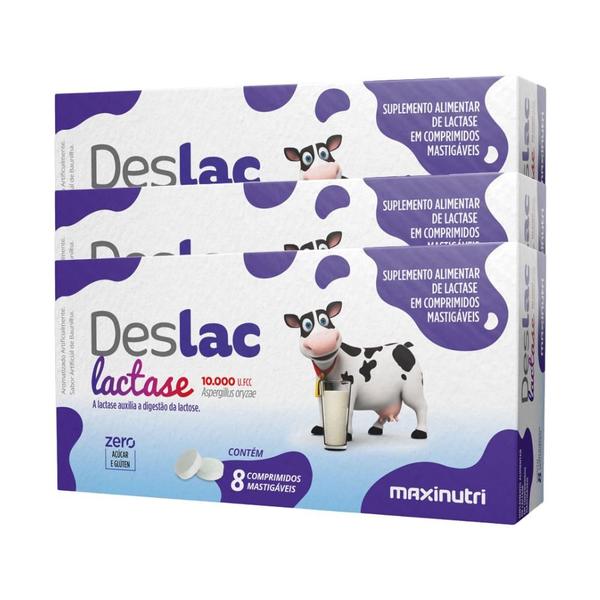 Imagem de Kit 3 Deslac Lactase 10.000 FCC 30 Cápsulas Maxinutri