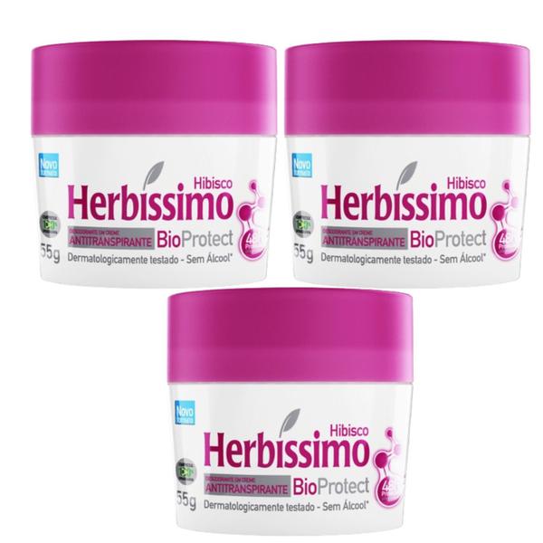 Imagem de Kit 3 Desodorante Bioprotect Hibisco Herbíssimo 55G - Dana