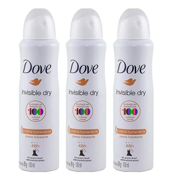 Imagem de Kit 3 Desodorante Dove Aerosol Feminino Dove Invisible Dry 150ml cada