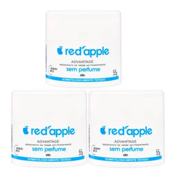 Imagem de Kit 3 Desodorante Em Creme Sem Perfume 55G - Red Apple