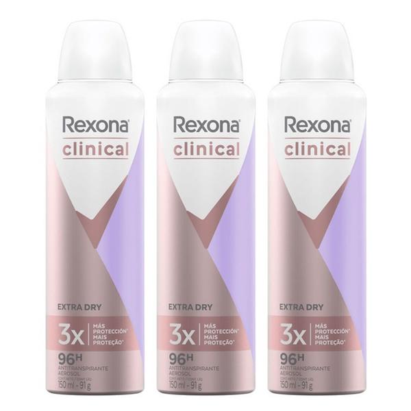 Imagem de Kit 3 Desodorante Rexona Clinical Aerosol Classic 150ml cada