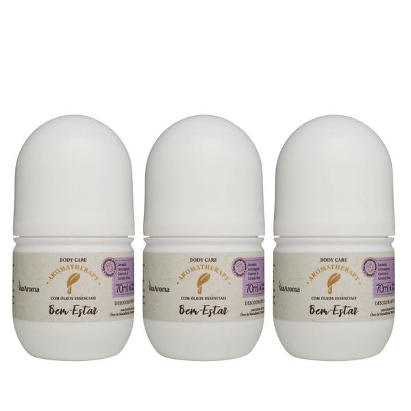 Imagem de Kit 3 Desodorante Roll-on Bem-Estar Natural e Vegano Via Aroma - 70ml