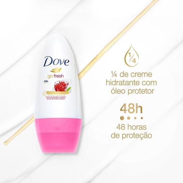 Imagem de Kit 3 Desodorantes Antitranspirante Roll-On Dove Go Fresh Romã e Verbena 50ml