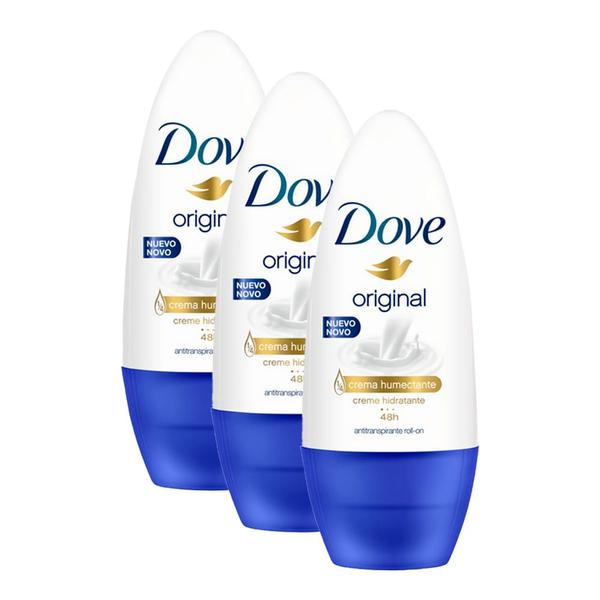 Imagem de Kit 3 Desodorantes Dove Rollon Original Feminino 50ml Cada