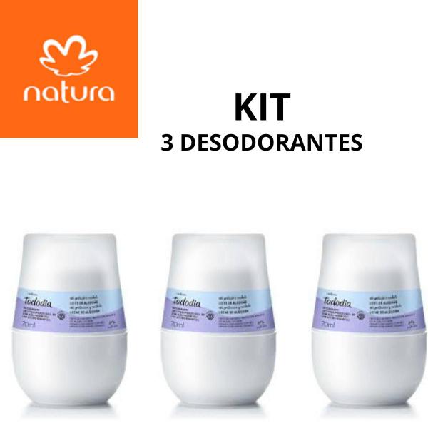 Imagem de Kit 3 desodorantes roll-on algodão natura