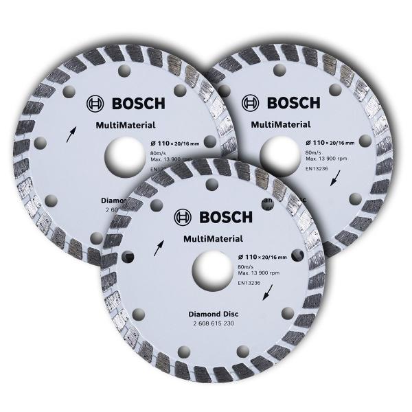 Imagem de Kit 3 Disco Corte Diamantado Turbo 110mm Standard Bosch