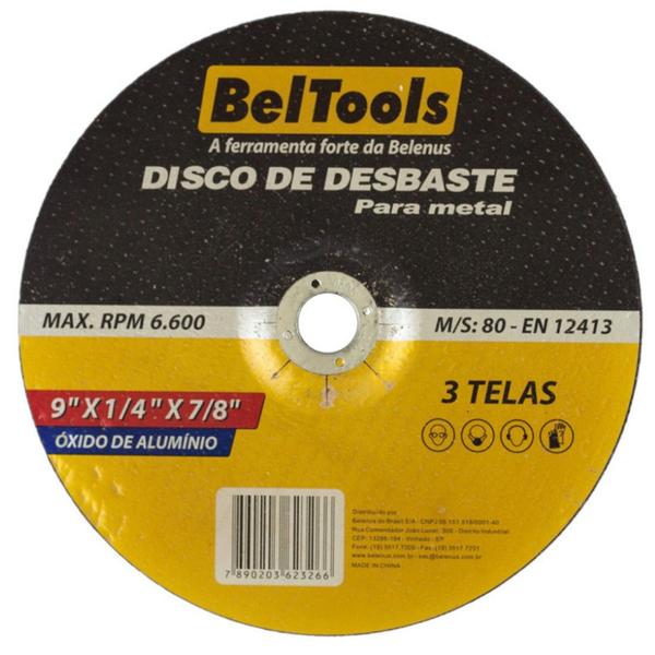 Imagem de Kit 3 Disco Desbaste 9x7/8 Corte Metal Beltools