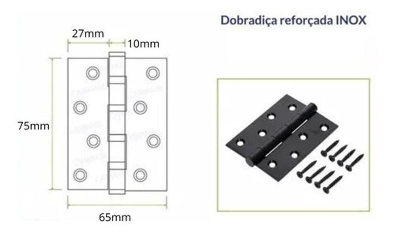 Imagem de Kit 3 Dobradiça De Porta Preta Com Rolamento Armário 3X2,5