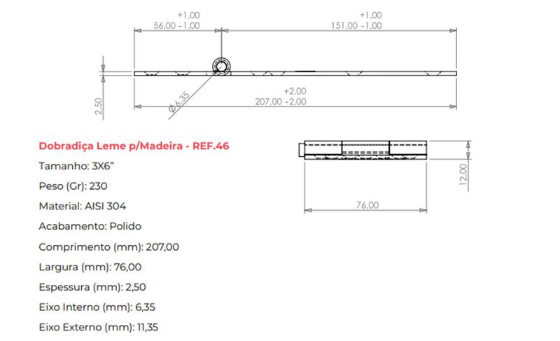 Imagem de Kit 3 Dobradiças Leme Triangulo Pesada Aço Inox 304 Porta Porteira Portão Madeira Galpão 75x150