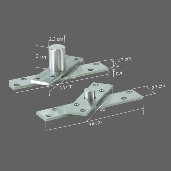 Imagem de Kit 3 Dobradiças Pivotante Porta Até 300kg Aço Inox Escovado