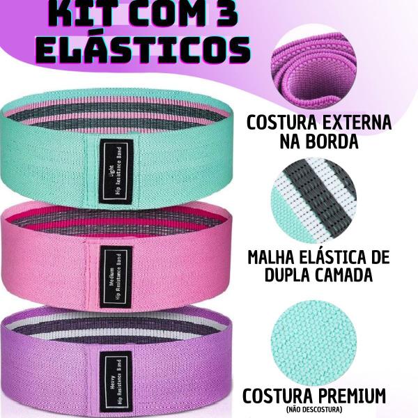 Kit 3 Elasticos de Exercícios Treino Hip Resistance Bands Academia Faixas de Resistencia - LOJA SP MARCO FERRARI MIX Imagem de Kit 3 Elasticos de Exercícios Treino Hip Resistance Bands Academia Faixas de Resistencia